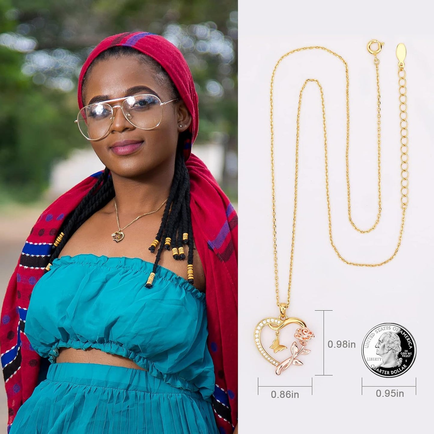 Alsanix - Collar de Corazón para Mujer, Plata de Ley\/Chapado en Or...