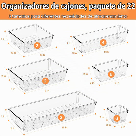 Criusia 22 Piezas Contenedores Organizadores de Cajones, Acrílico A...