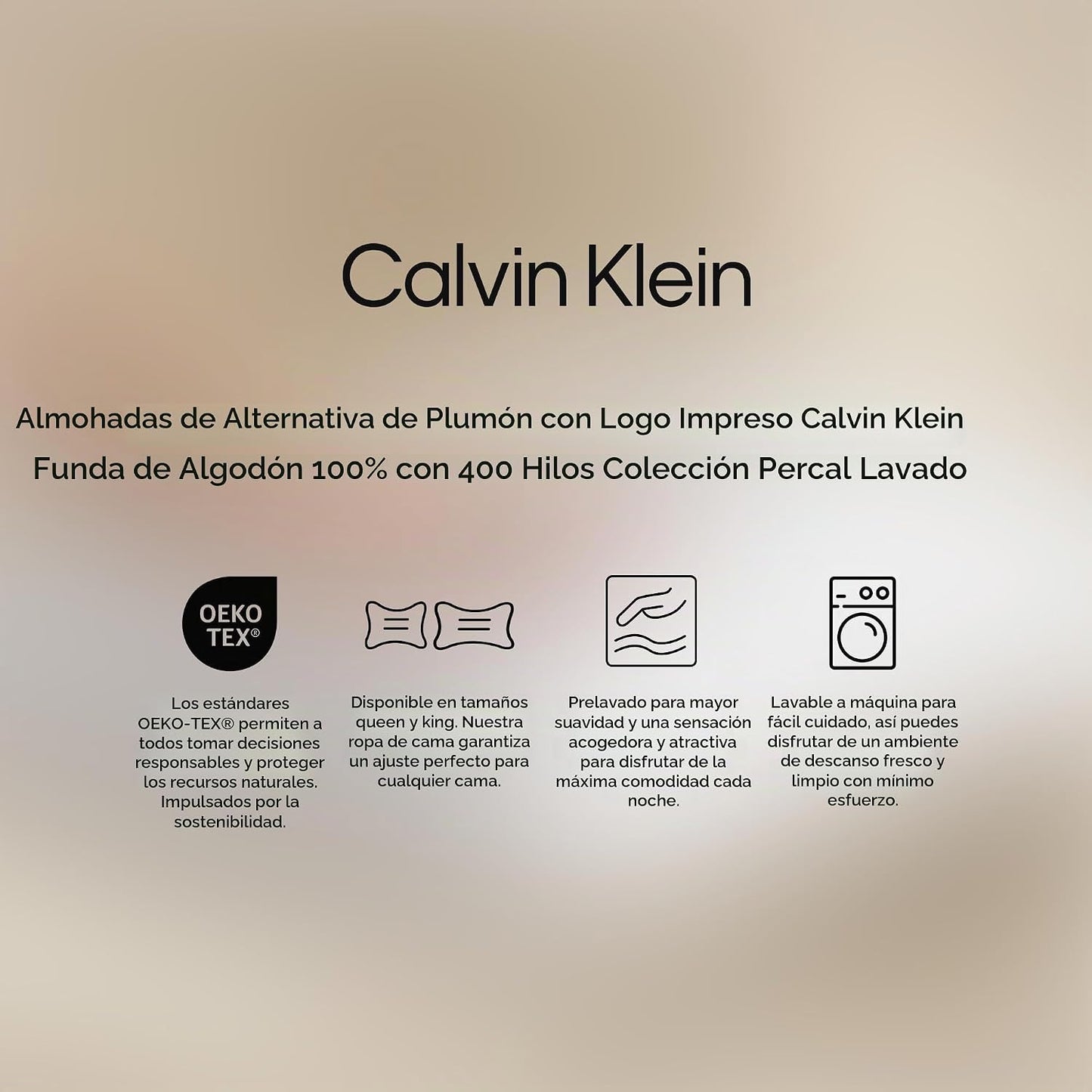Calvin Klein Almohada de hotel de lujo tamaño King Set de 2 plumón...