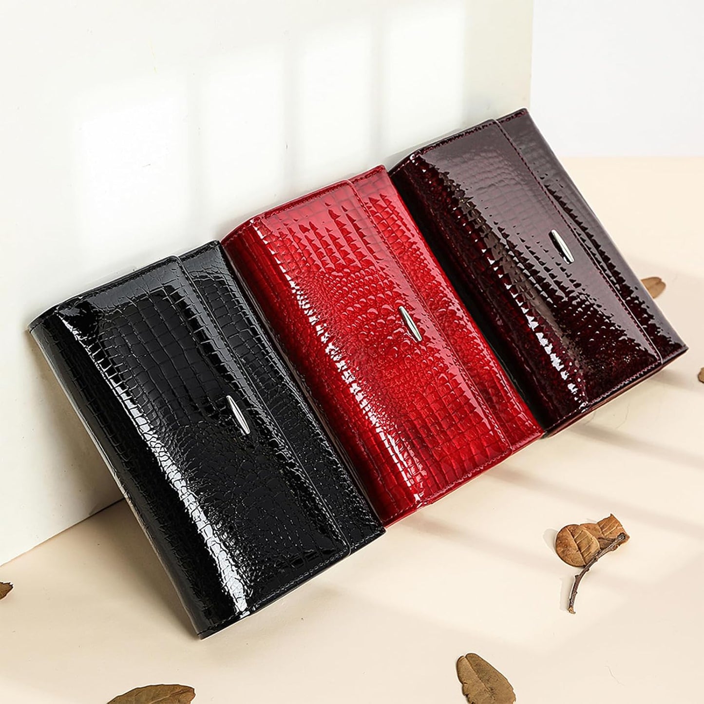 DAMAIKE Cartera de piel auténtica encerada con aceite para mujer, c...