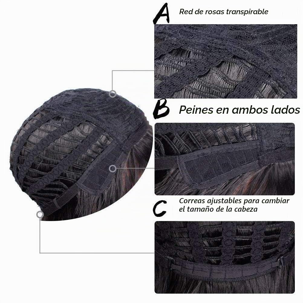 RicHyun Peluca corta gris sintética para hombre, recta, en capas, p...