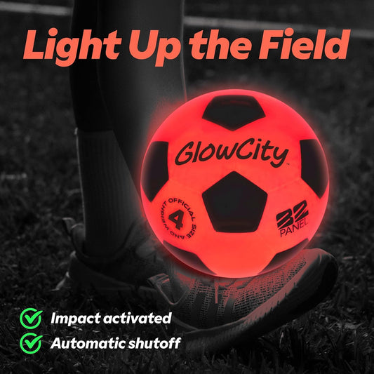 GlowCity Balón de fútbol que brilla en la oscuridad - Tamaños 3, 4,...