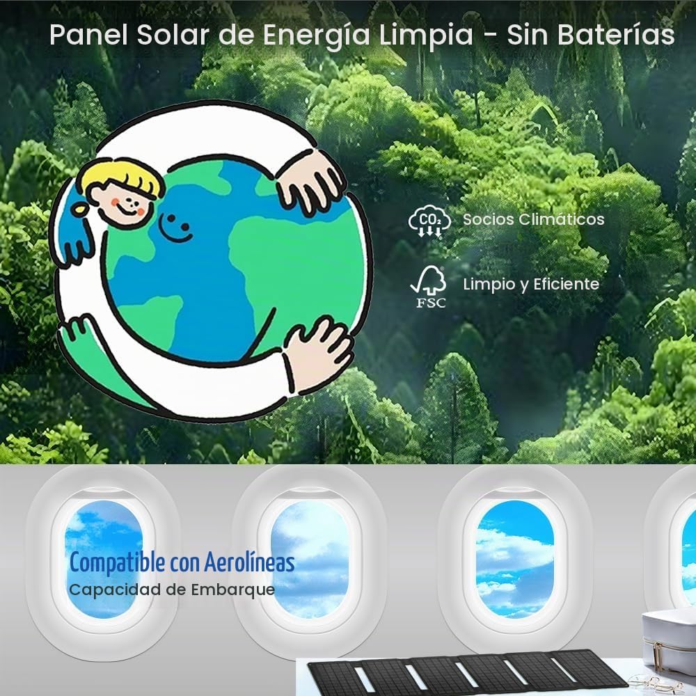 FlexSolar Cargador de panel solar plegable de 40 W, salidas USB-C U...