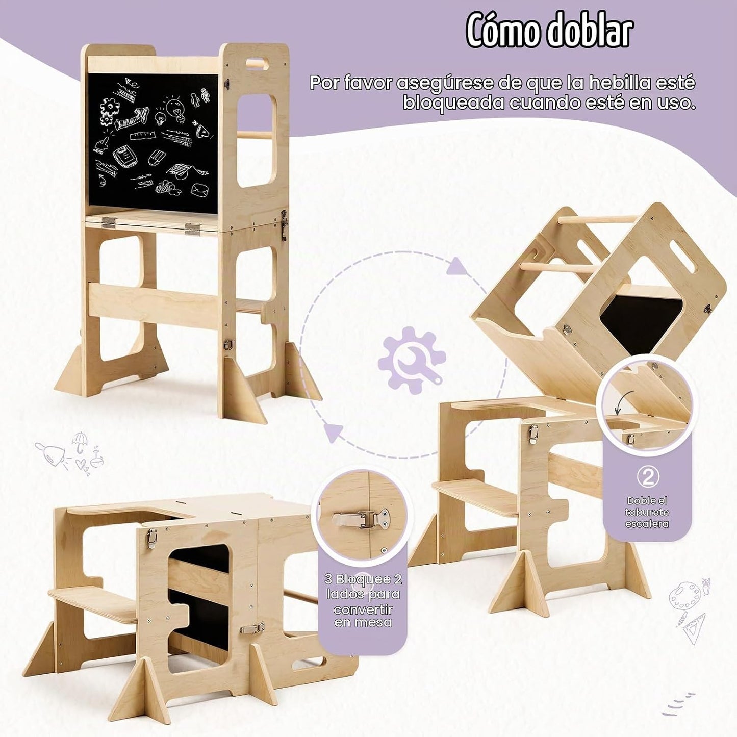 labebe Torre de pie para niños pequeños de 12M+, torre de aprendiza...