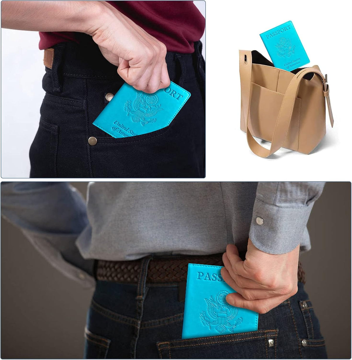 Funda para pasaporte con bloqueo RFID de piel, tarjetero con ranura...
