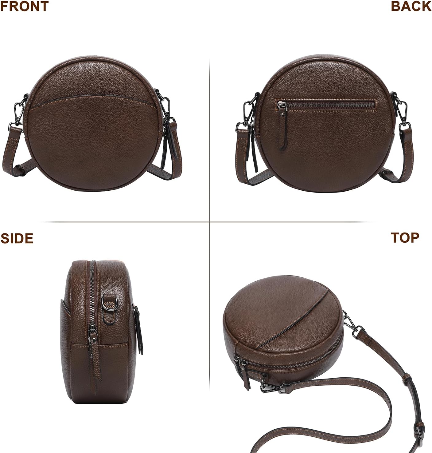 COOLCY Bolsos cruzados de cuero, bolso de hombro circular, bolso re...