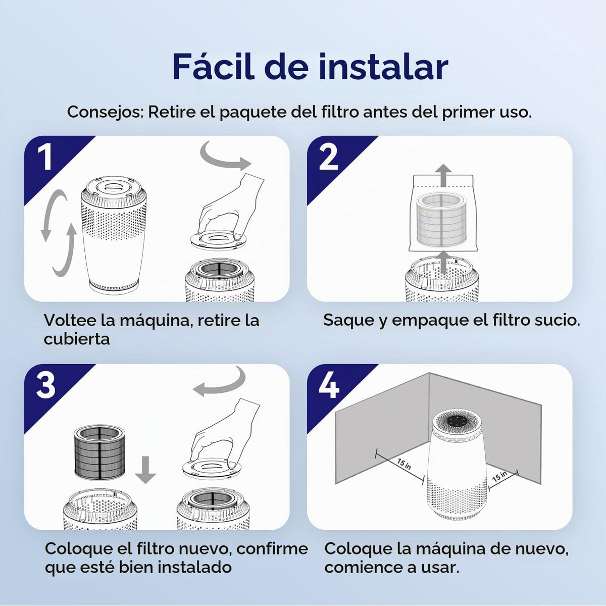 Cegsin Purificadores de aire para dormitorio del hogar, filtro HEPA...