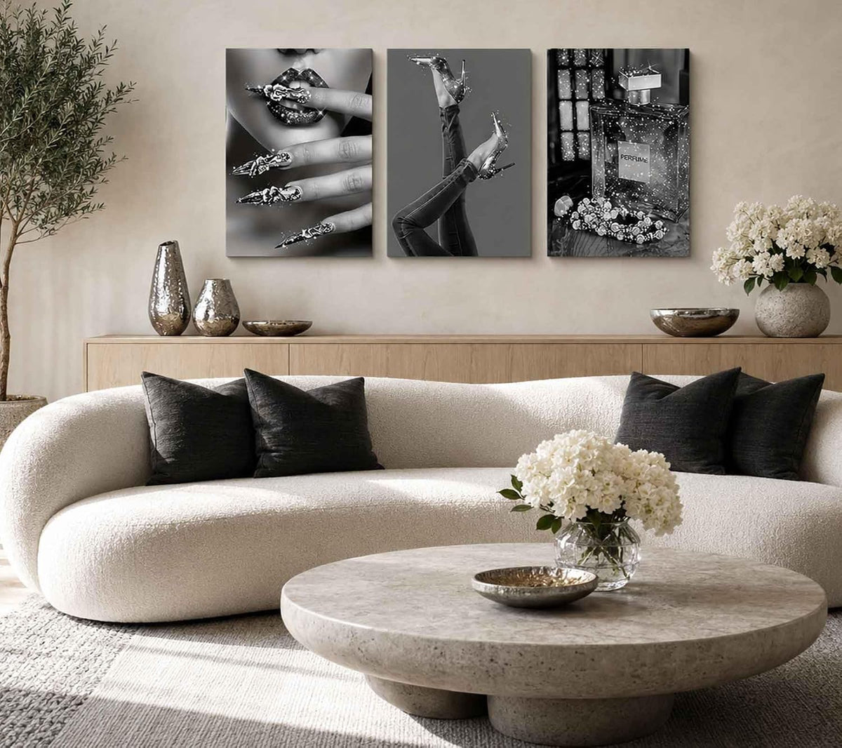 Lienzo moderno para mujer, arte de pared con estilo en blanco y neg...