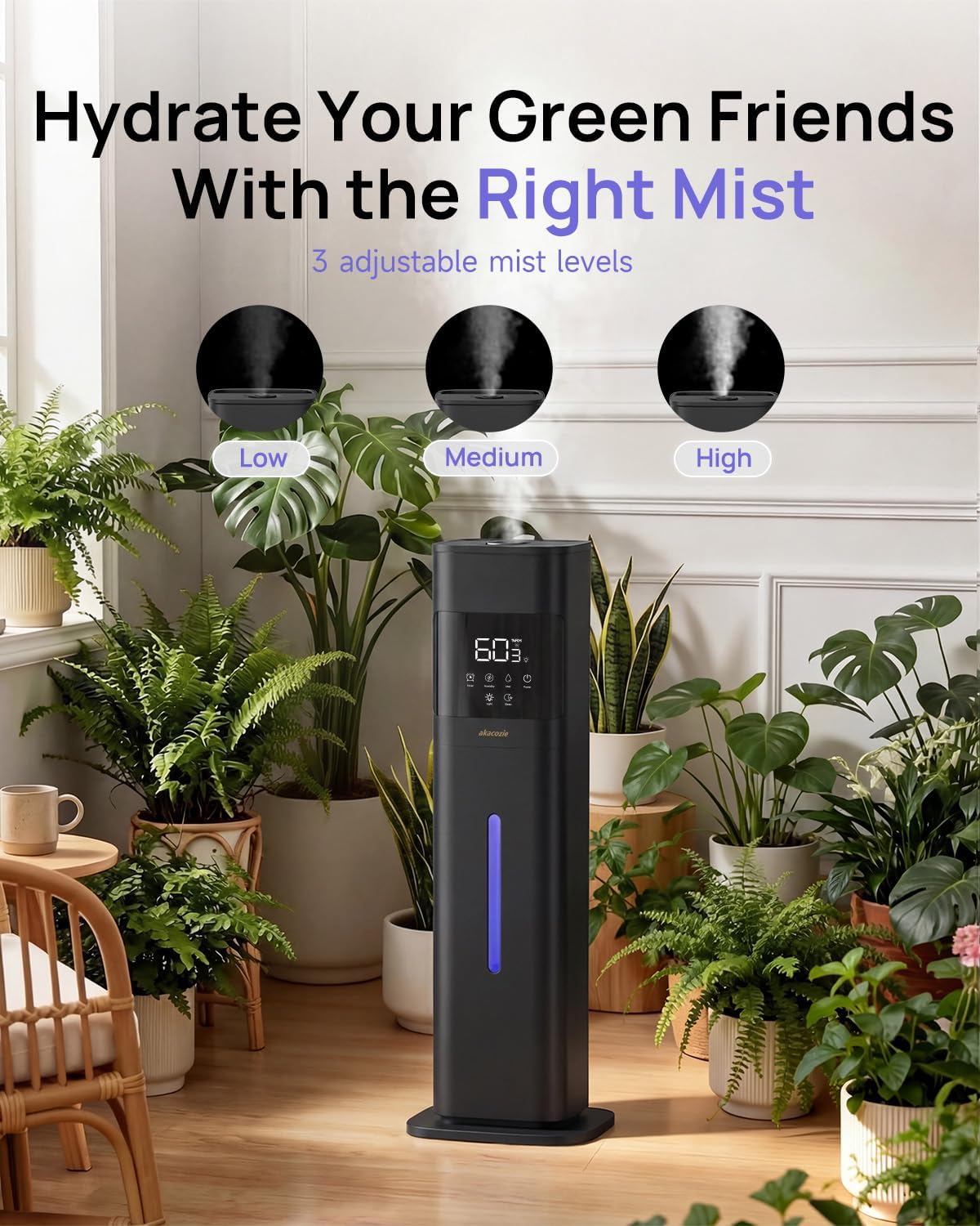 Akacozie Humidificador para habitación grande, humidificador de nie...