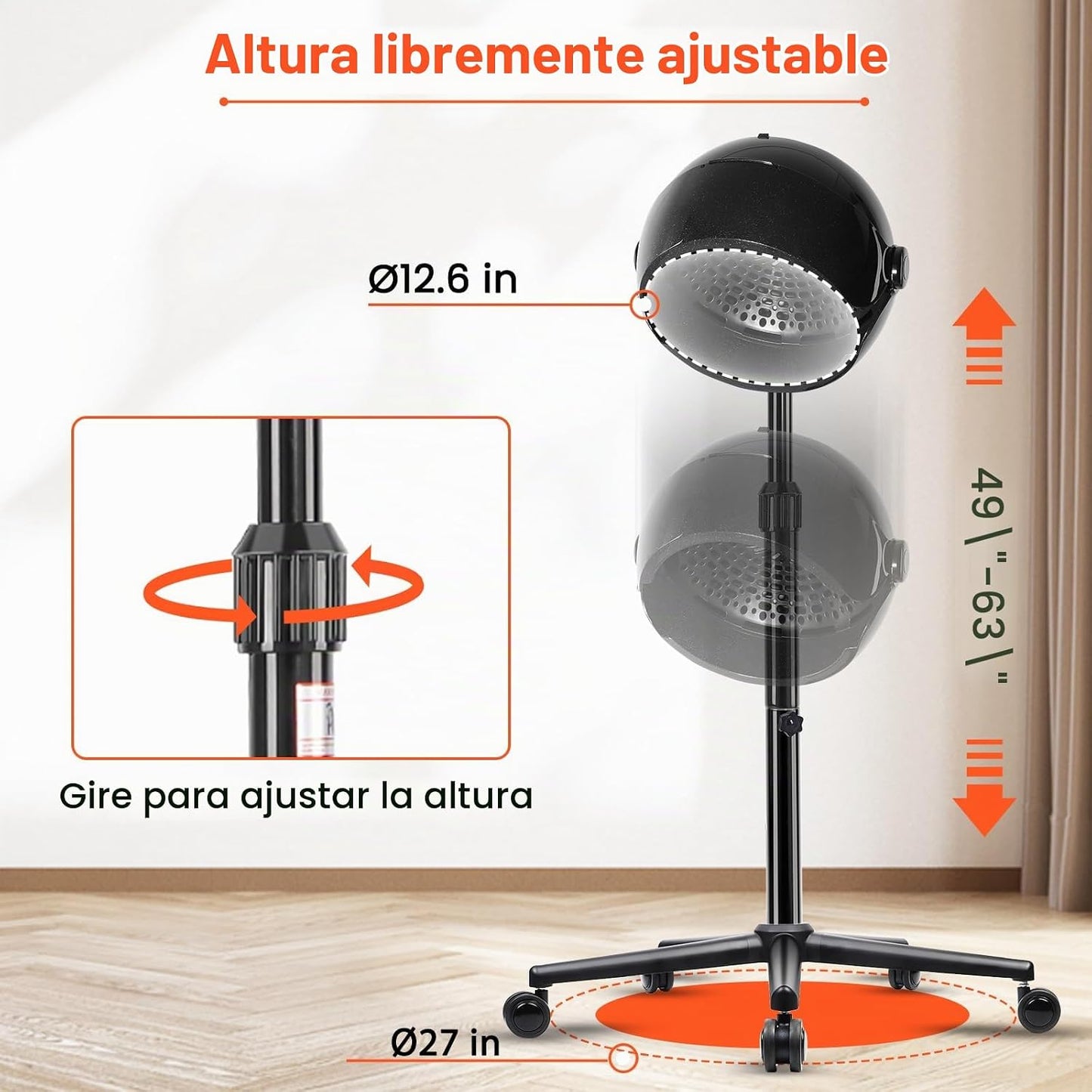 Wuissvnb Secador de pelo con capucha, secador de pelo de pie, secad...