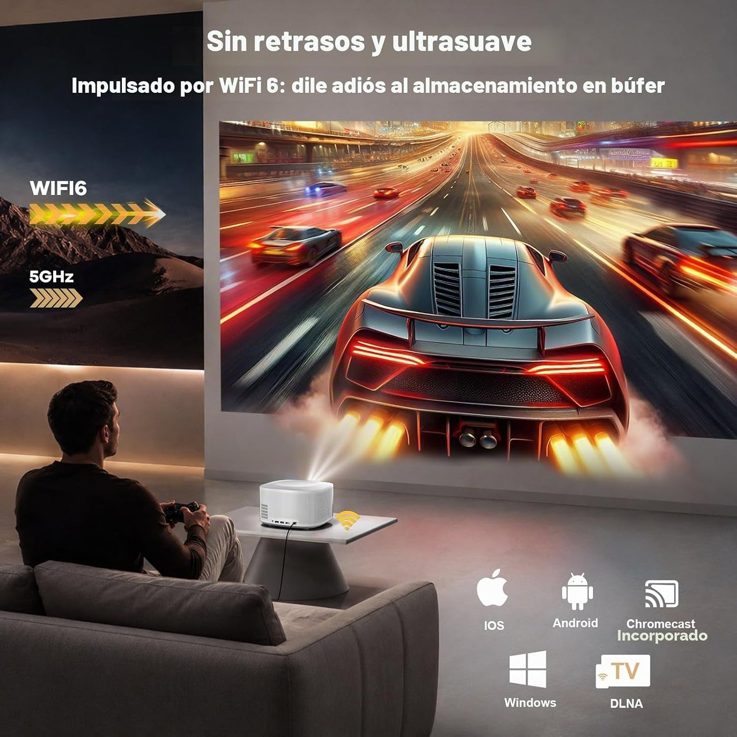 ONOAYO Proyector para Exteriores 4K con Dolby Audio de 60 W y Aplic...