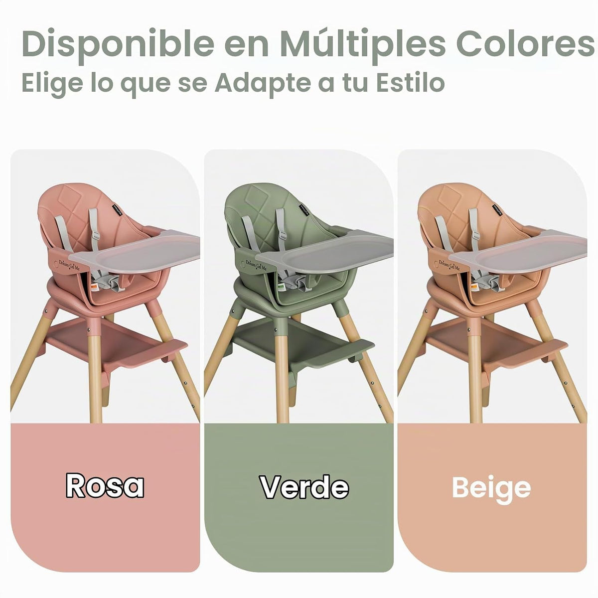 Dream On Me NibbleNest - Silla alta de madera 6 en 1, bandeja extra...