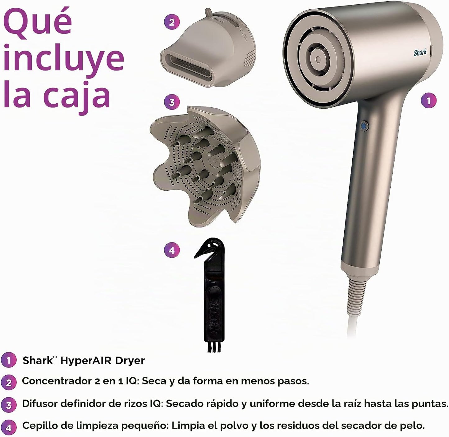Shark HD113BRN HyperAIR - Secador de pelo de secado rápido con conc...