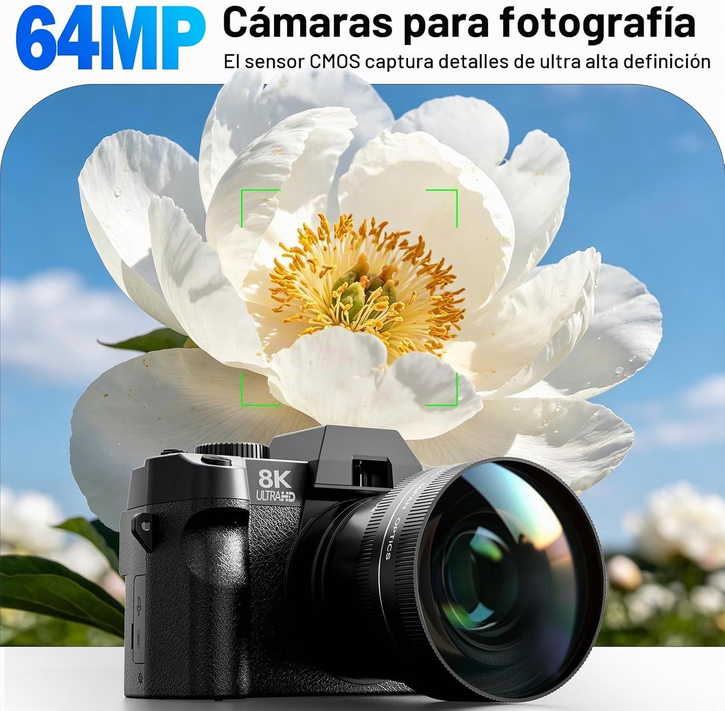 Kit de cámaras digitales G-Anica 8K para fotografía con lente dual...