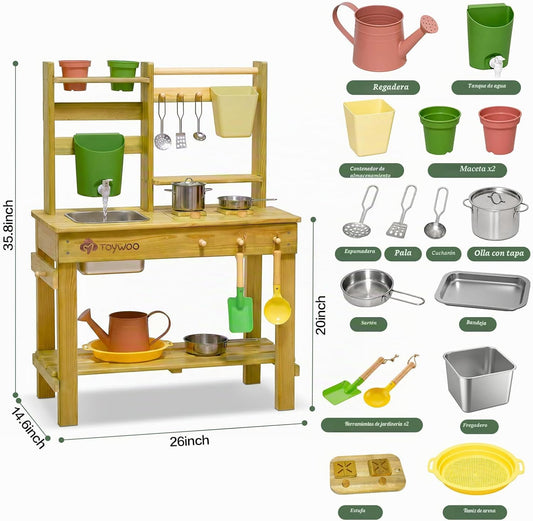 Toywoo Cocina de barro impermeable para niños al aire libre, cocina...
