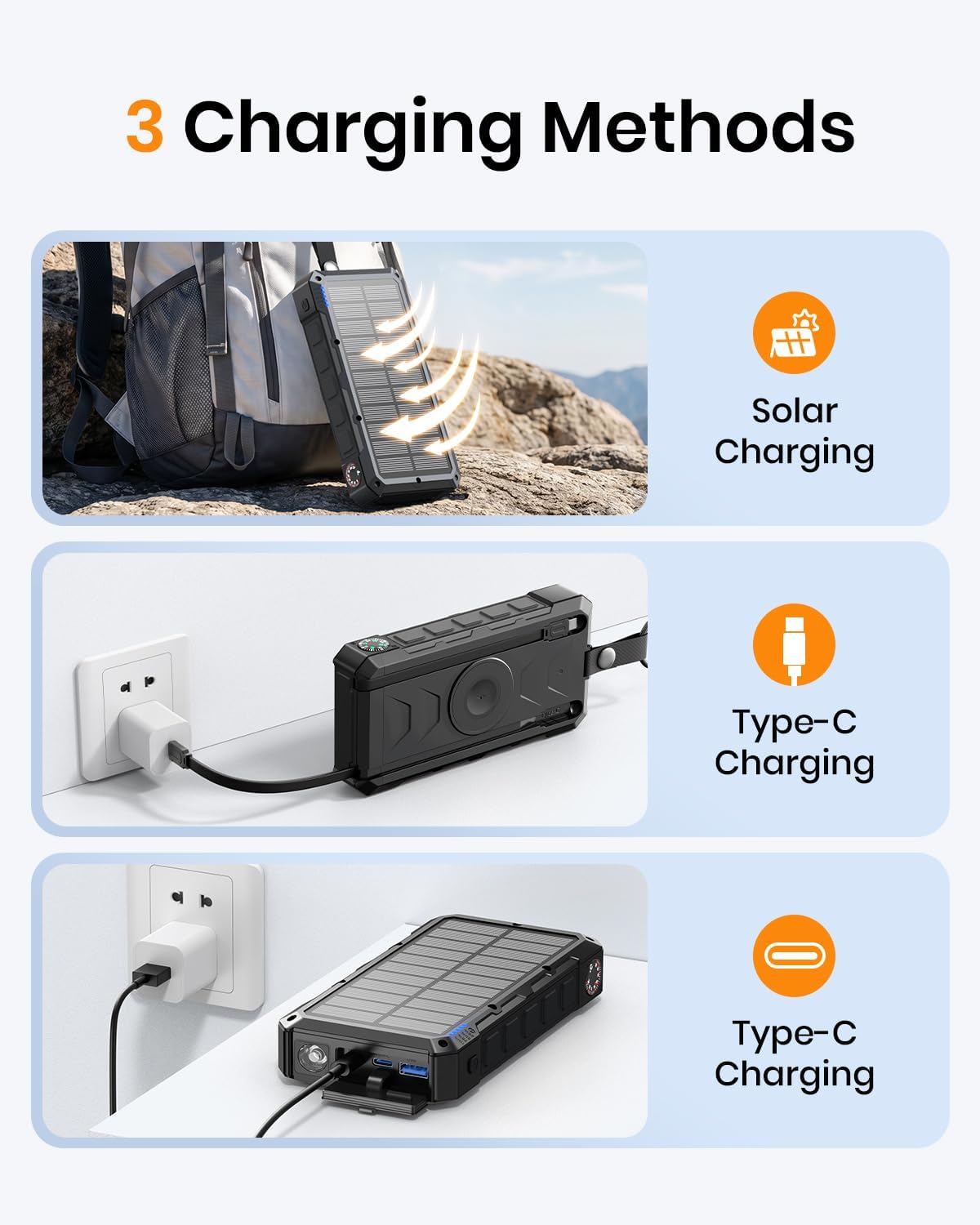 SOARAISE 50000mAh 22.5W Cargador portátil inalámbrico del banco de...
