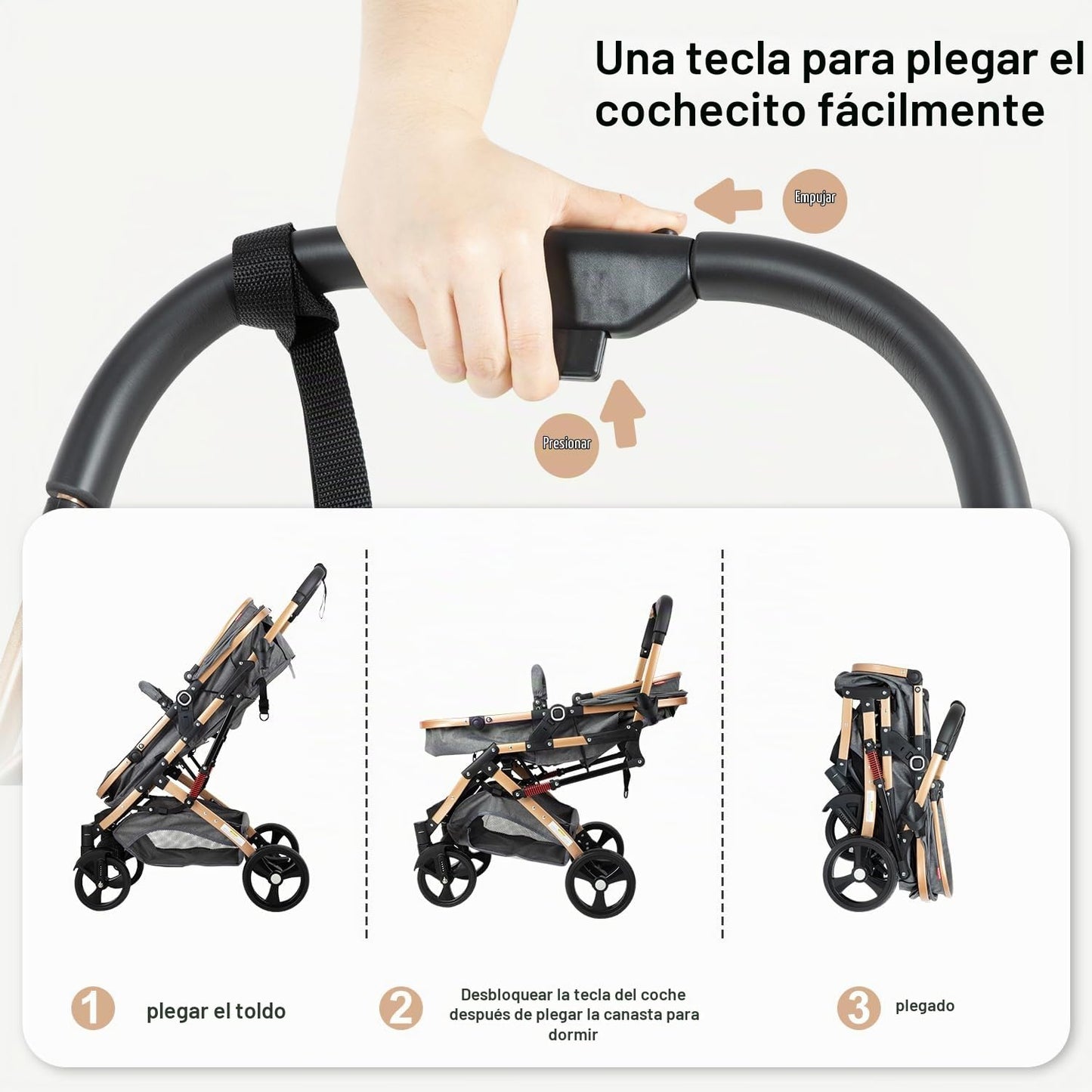 Cochecito de bebé 2 en 1, cochecito para recién nacido, plegable y...