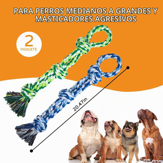 TLAZZ Paquete de 2 juguetes de cuerda para perros para razas median...