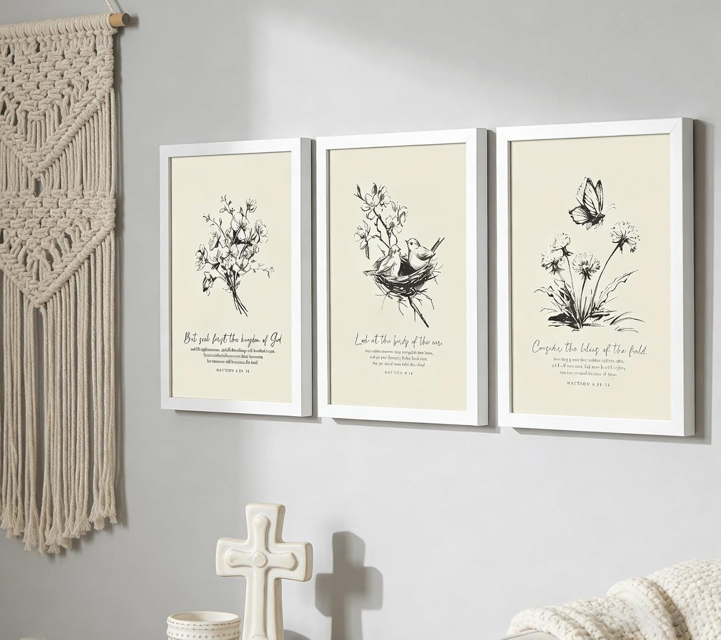 3 pósteres de lienzo floral cristiano para pared, arte de pared con...
