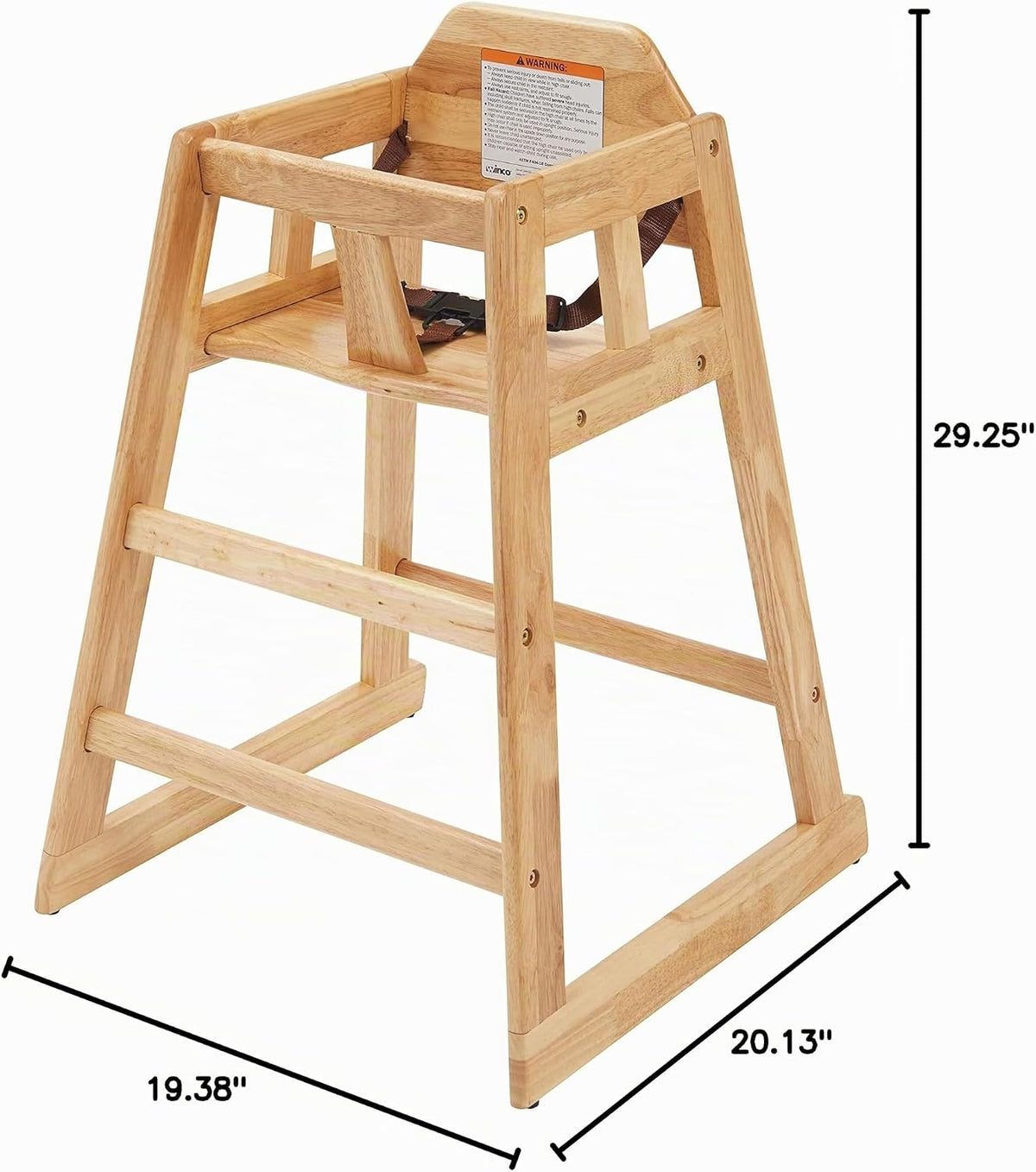 Winco Silla alta de madera sin ensamblar, natural, bronceado, media...