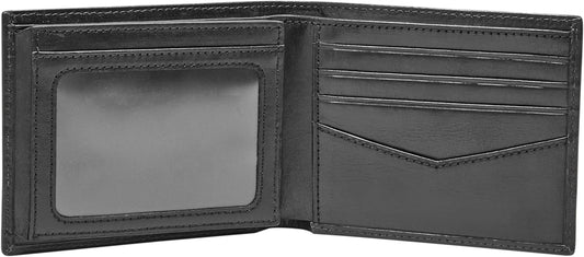 Fossil - Cartera de cuero plegable para hombre Hayes con ventana ab...