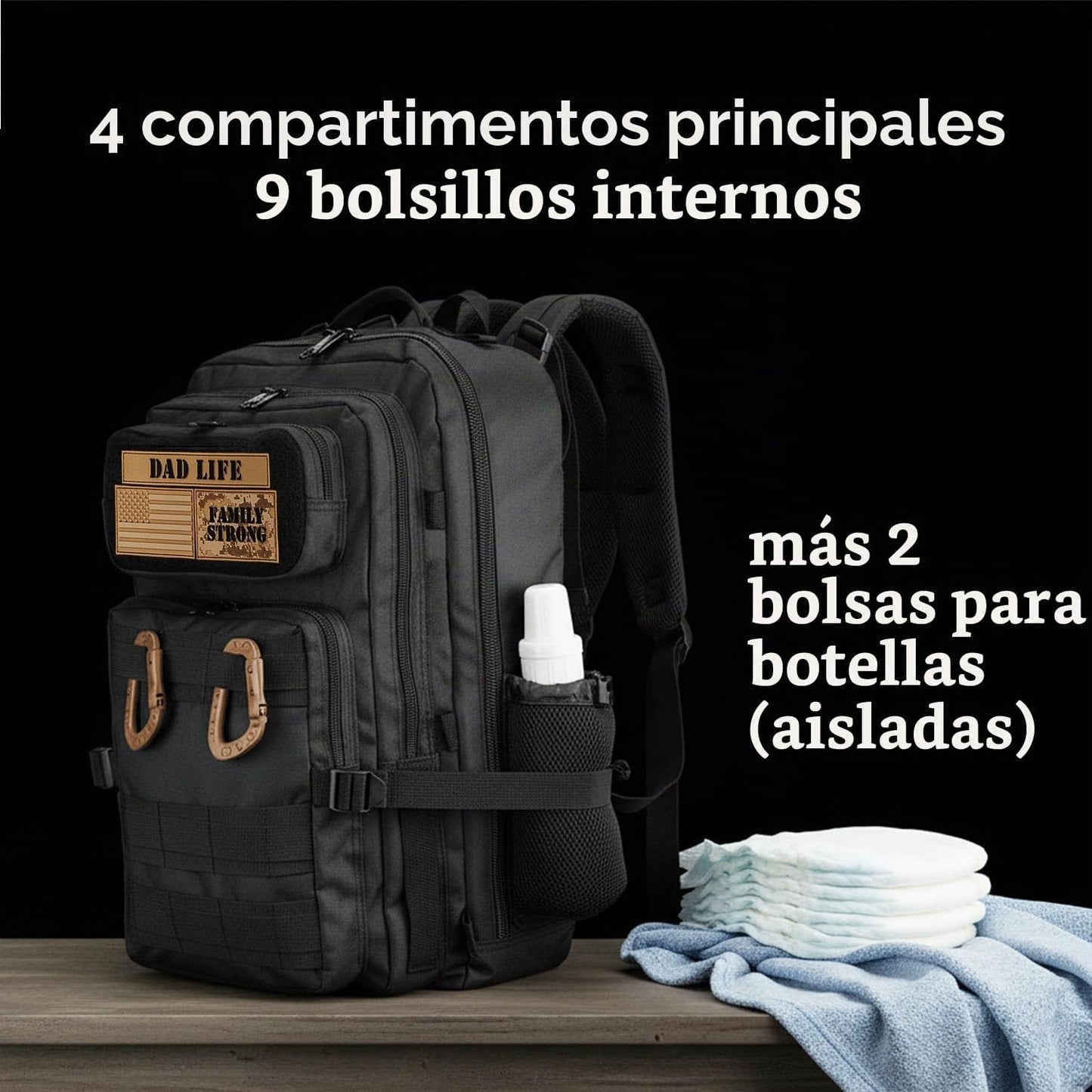 ActiveDoodie Bolsa de pañales para papá para hombre con parches ext...