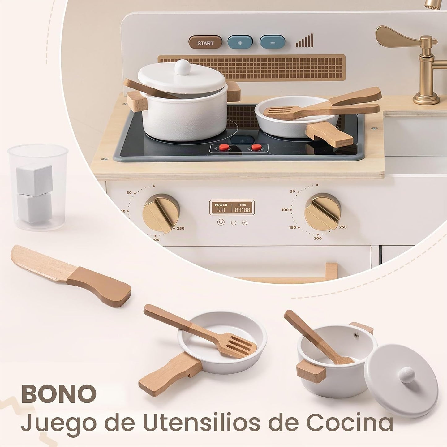 ROBOTIME Juego de cocina para niños pequeños, juego de cocina de ma...