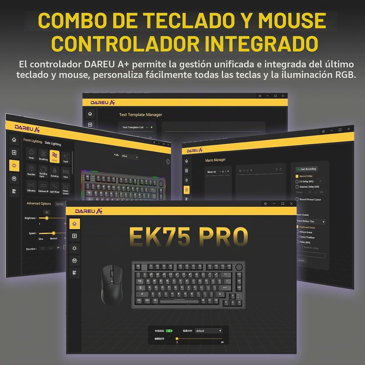 DAREU Teclado mecánico inalámbrico para juegos EK75PRO 75% con peri...