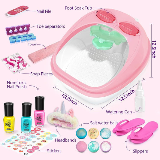 Kit de spa de pies para niñas de 6 a 12 años, juego de arte de uñas...