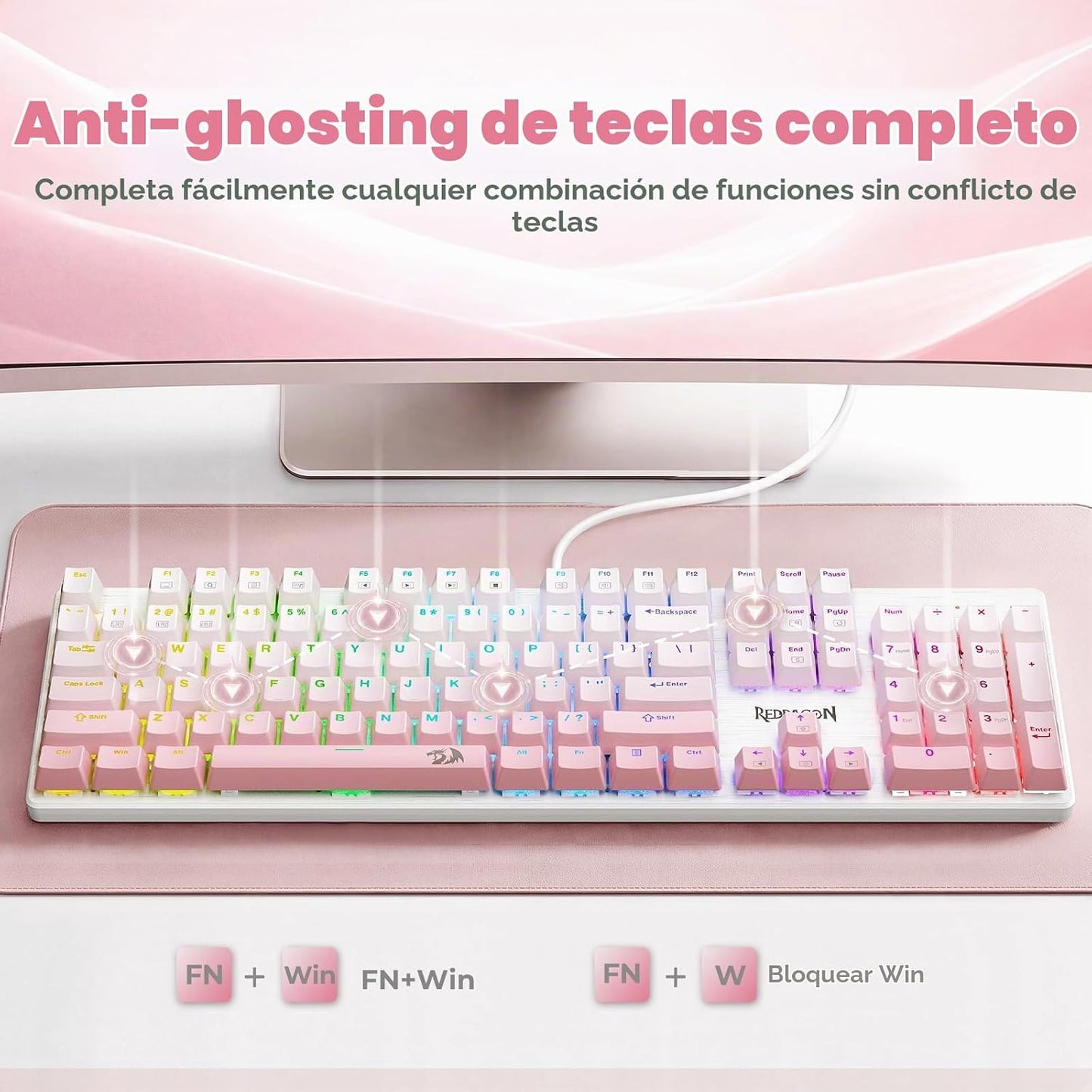 Redragon Teclado mecánico con cable K671GP | Teclado LED, 11 modos...