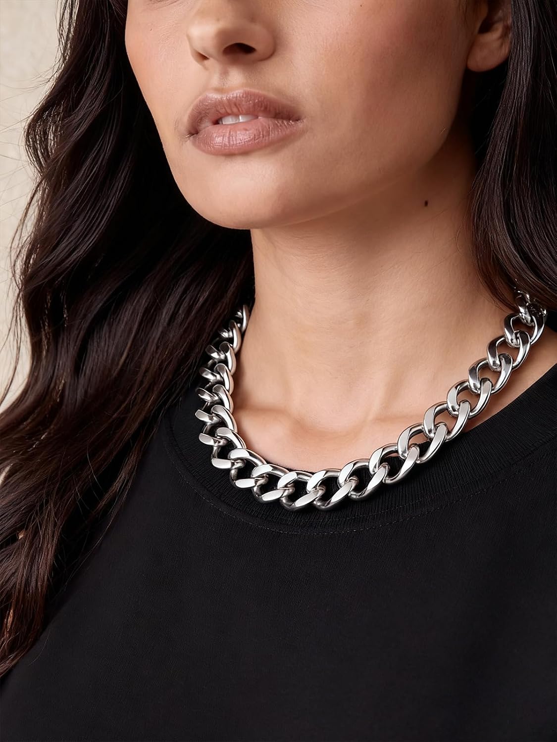 ChainsHouse Cadena de eslabones cubanos para mujer, collar grueso d...
