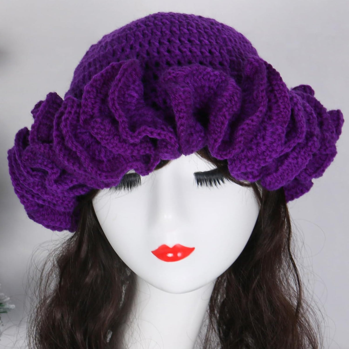 ROYALEAD Sombrero de pescador de ganchillo hecho a mano para mujer,...