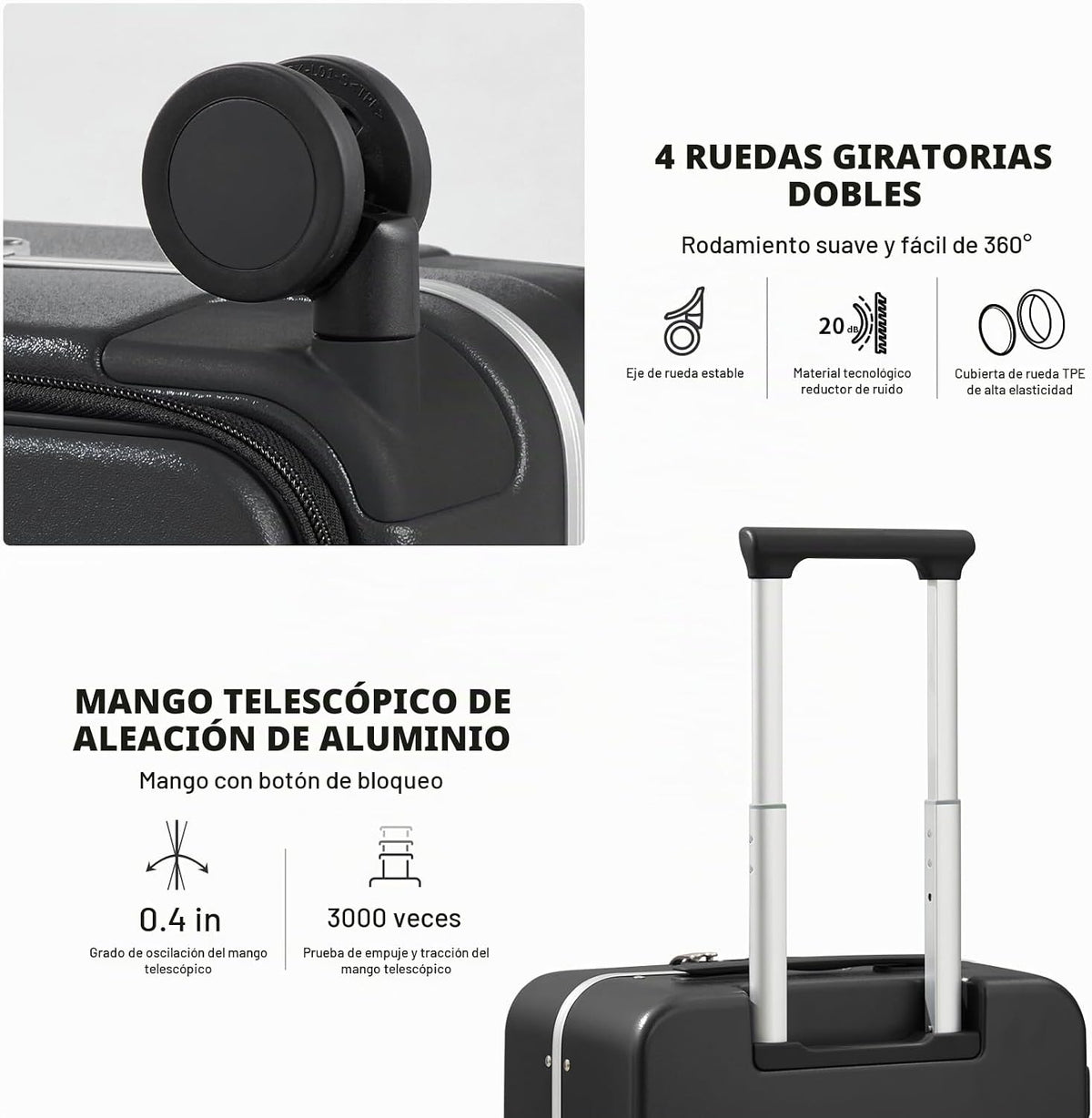 mixi Equipaje de mano, maleta de 20 pulgadas con bolsillo frontal,...