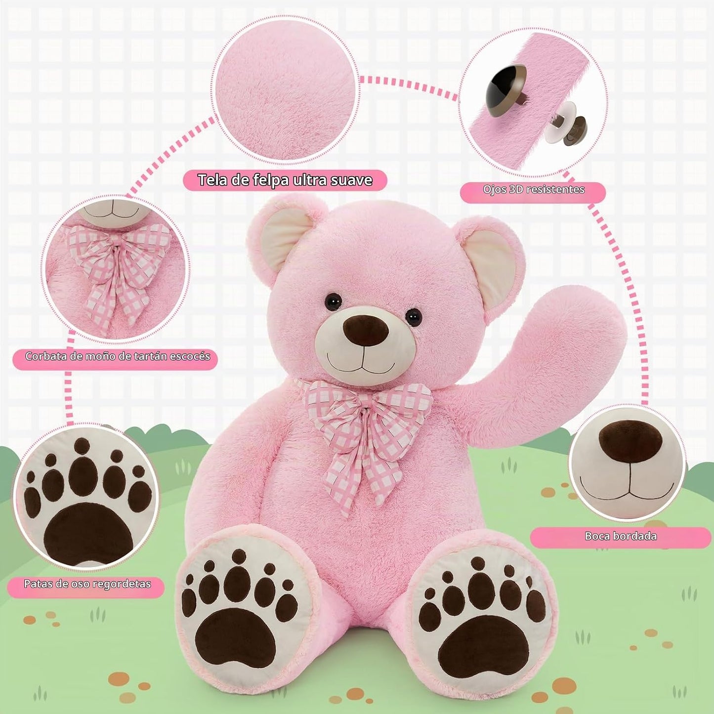 MorisMos Oso de peluche grande de 5 pies, enormes osos de peluche d...