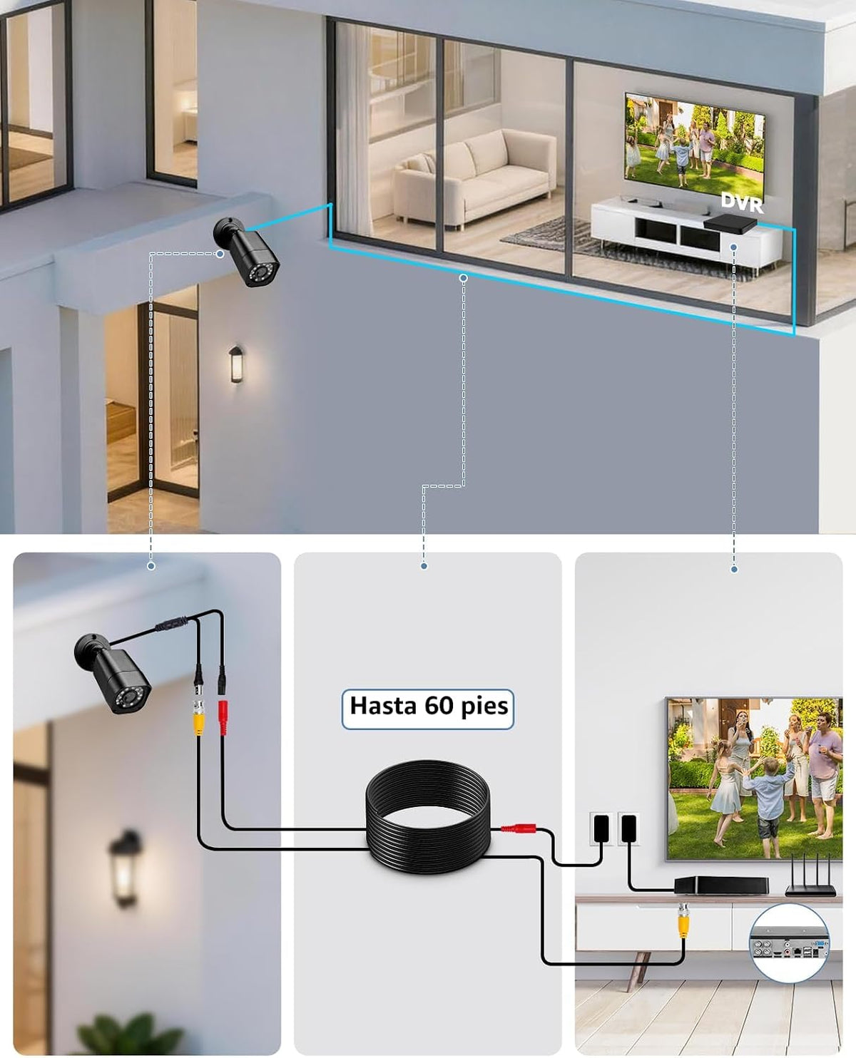 Sistema de cámara de seguridad con cable de 4 canales 1080P, DVR CC...