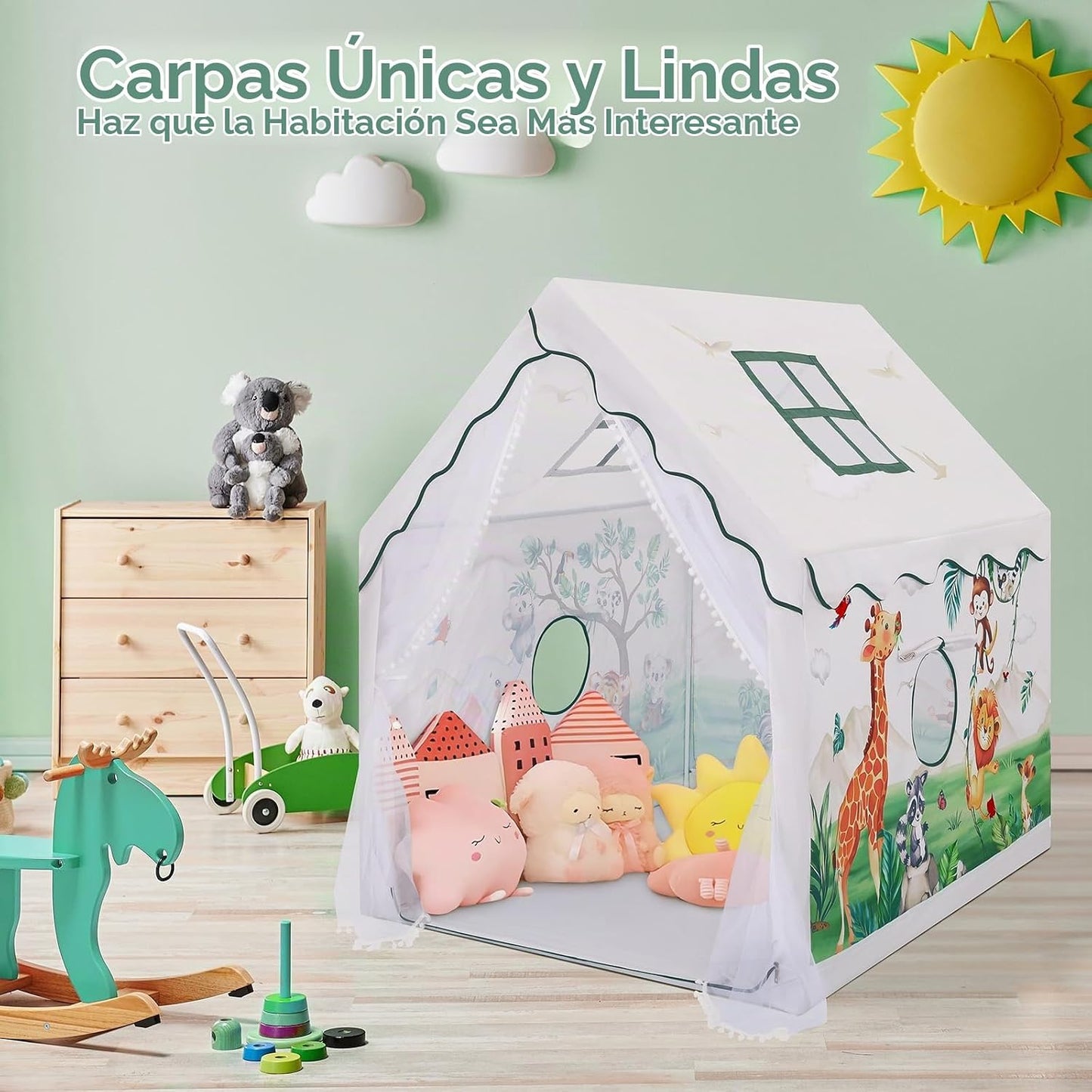 Tienda de campaña para niños y niñas, gran casa de juegos plegable...