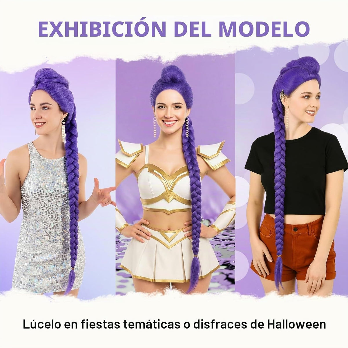 Purehair - Peluca trenzada púrpura de 47 pulgadas de largo para ani...