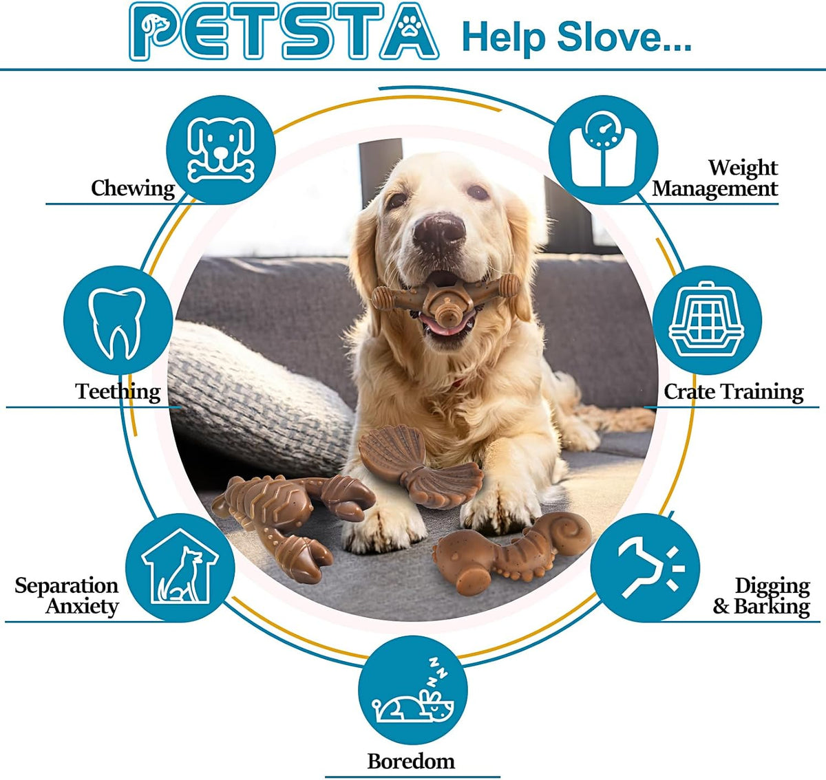 PETSTA Juguetes resistentes para perros masticadores agresivos, jug...