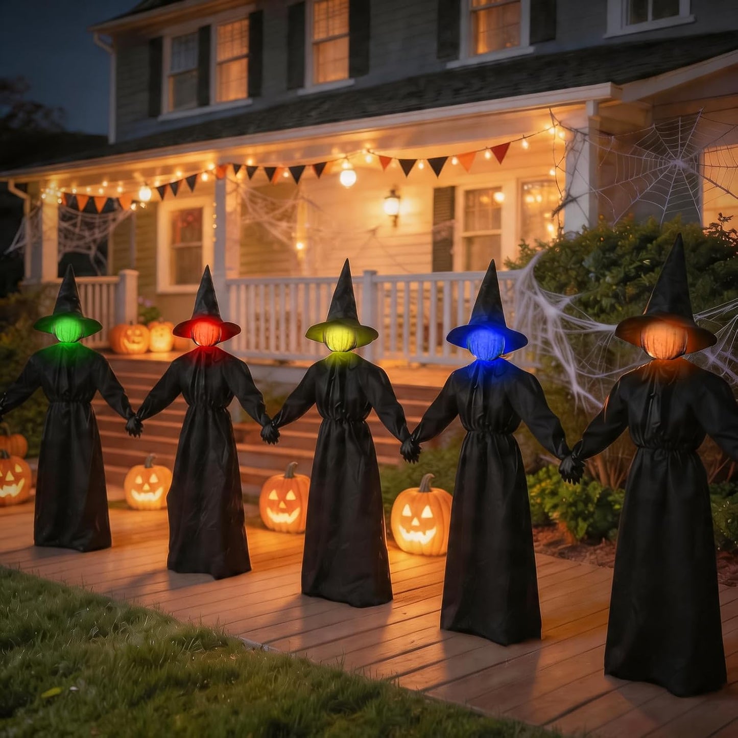 Decoraciones de Halloween para exteriores, paquete de 5 brujas de 4...