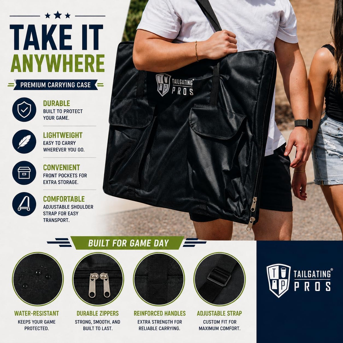 Tailgating Pros Cuatro Gigante Premium en una Fila con Estuche de T...