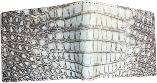 VIETDAVN Carteras plegables de cocodrilo genuinas para hombres, car...