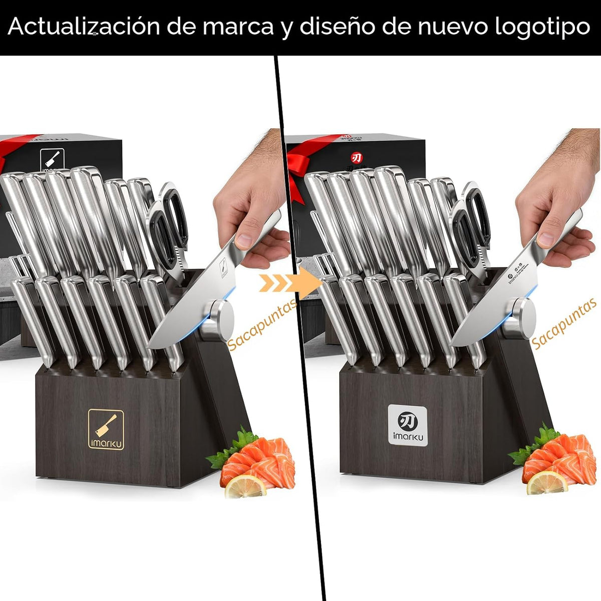 Juego de cuchillos para cocina con bloque imarku G14 Juego de cuchi...