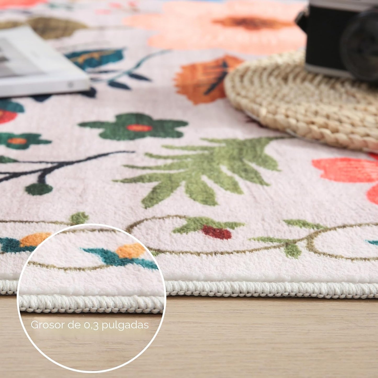 Rugcomf Alfombra de sala de estar, 5 x 7, lavable a máquina, bohemi...