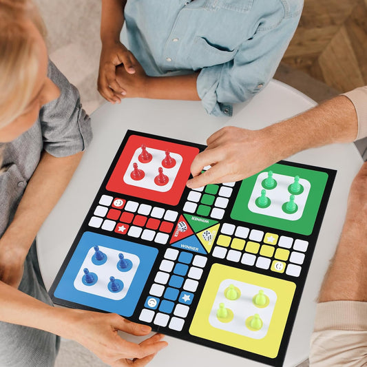 Soulchen Ludo - Juego de mesa plegable con 16 peones, taza de dados...