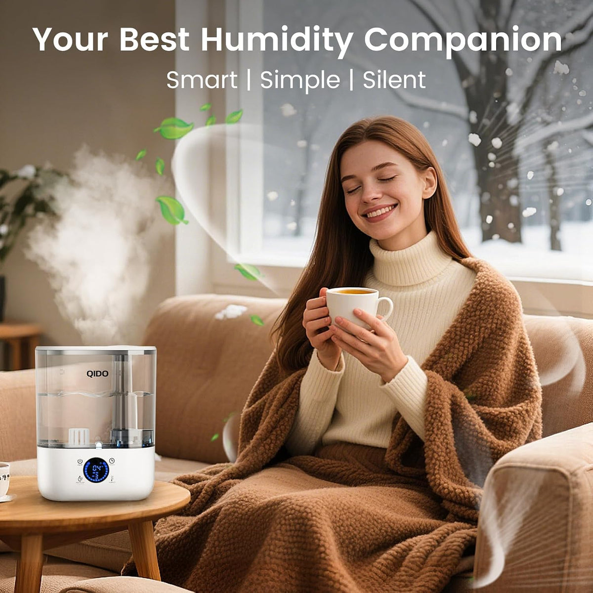 COMHOMA Humidificadores de llenado superior para dormitorio, tanque...