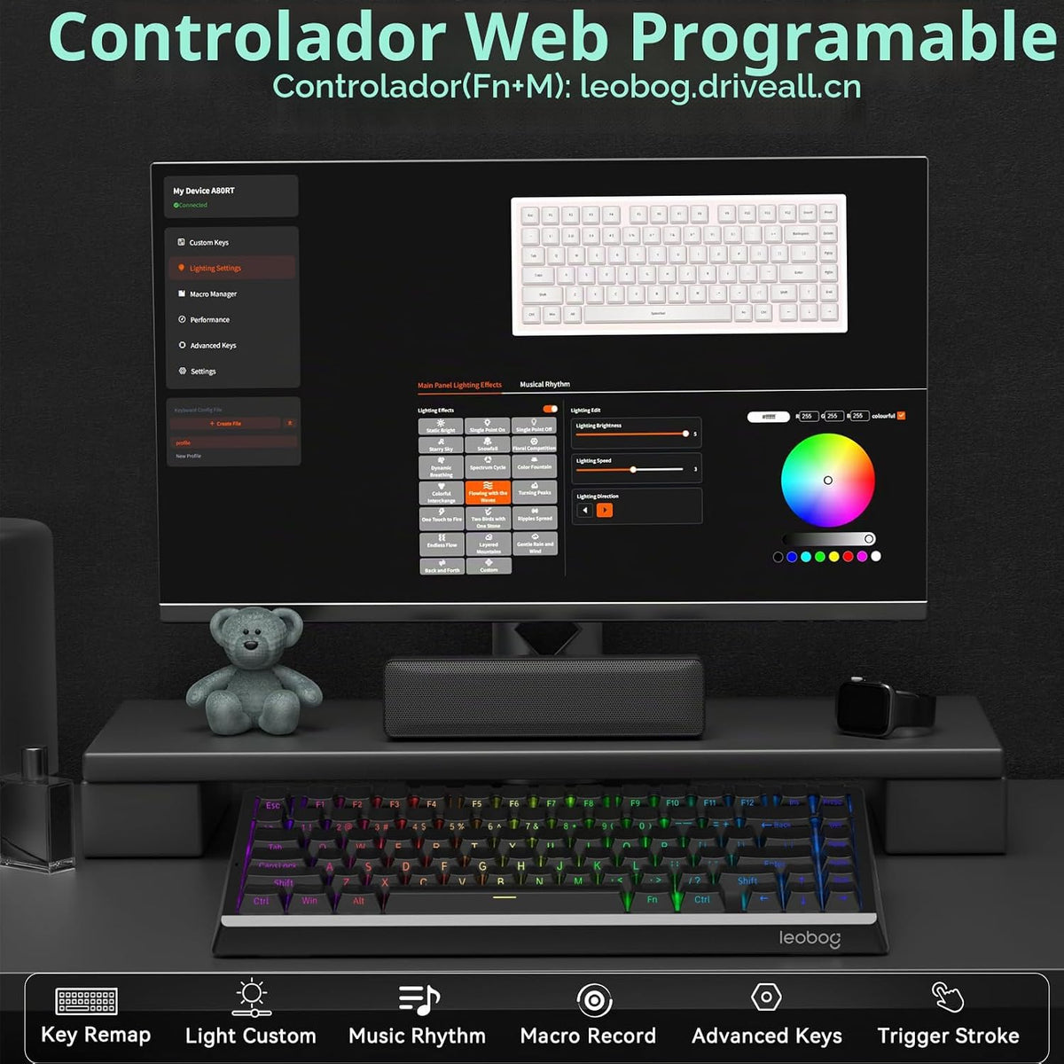 LEOBOG A80 RT Hall Effect Gaming Teclado mecánico Disparador rápido...