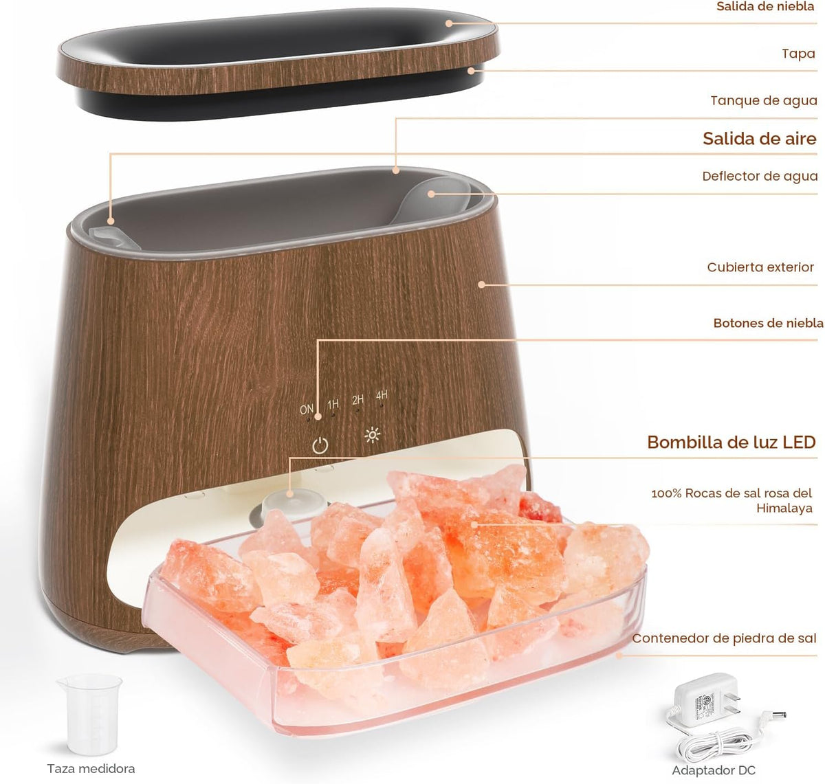 SALKING Lámpara difusora de sal del Himalaya 2 en 1, humidificador...