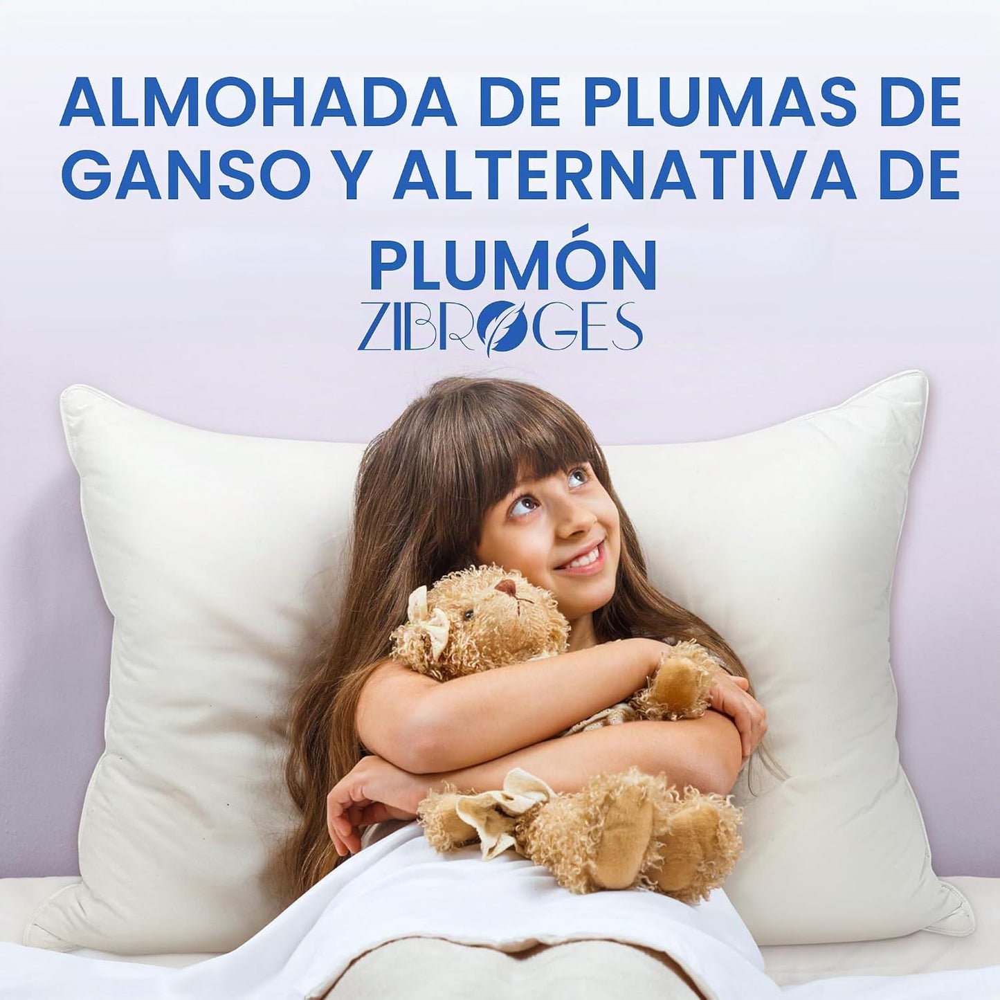 zibroges Juego de 2 almohadas de plumas tamaño Queen, almohada de p...