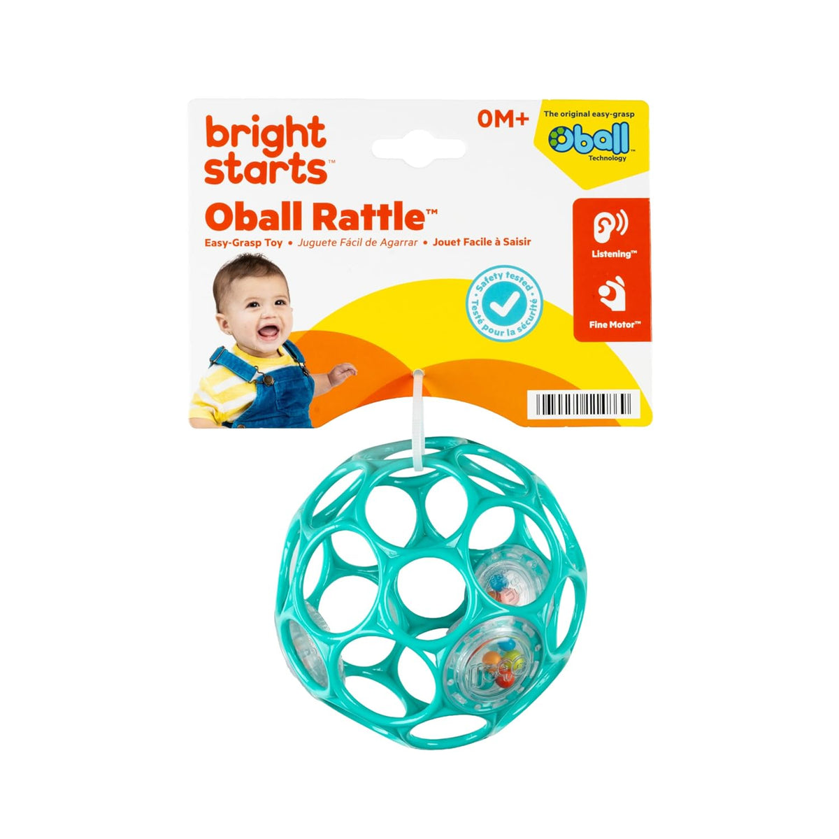 Bright Starts Oball - Sonajero fácil de agarrar sin BPA, juguete in...