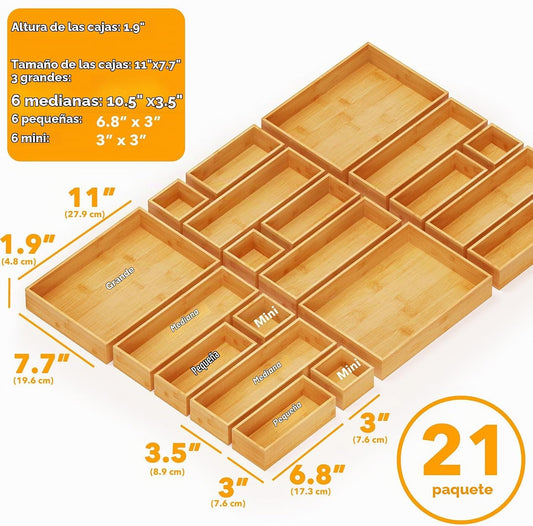 SpaceAid Juego de 21 cajas de almacenamiento organizadoras de cajon...